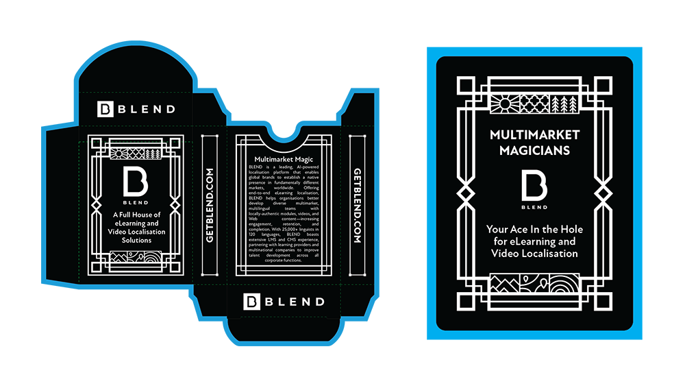 BLEND playing card deck dieline and box layout with card design