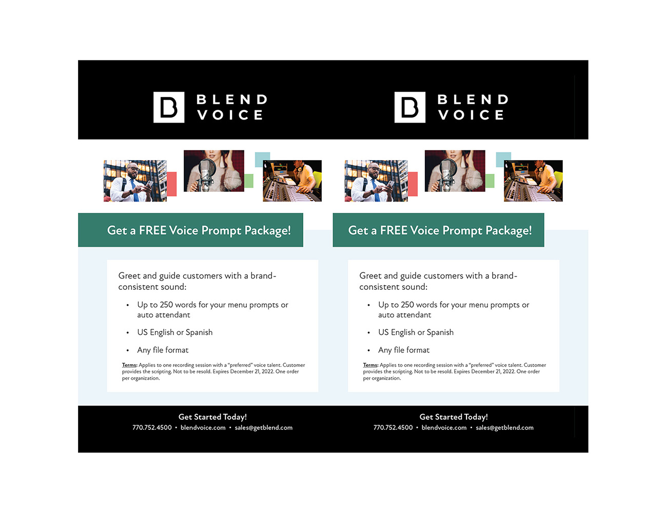 Print-ready sheet of BLEND postcards (back)